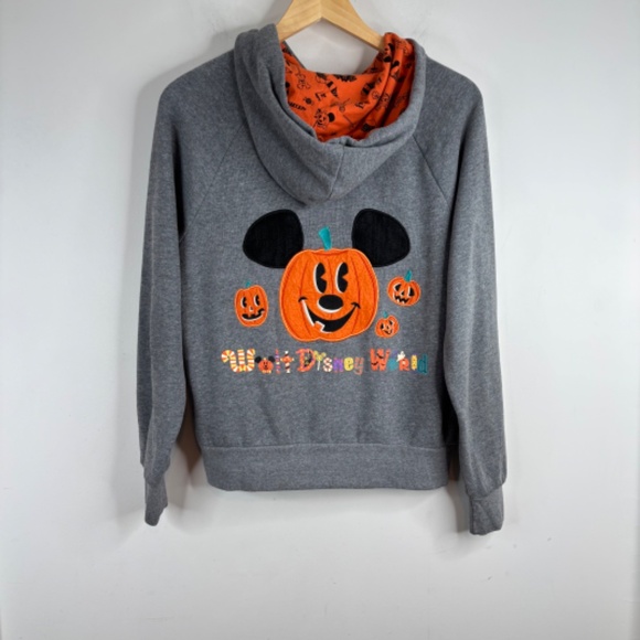 Disneyland Mickey Mouse Pumpkin Halloween Hoodie Adult M Embroidered 2020 Zip Up - Picture 5 of 12